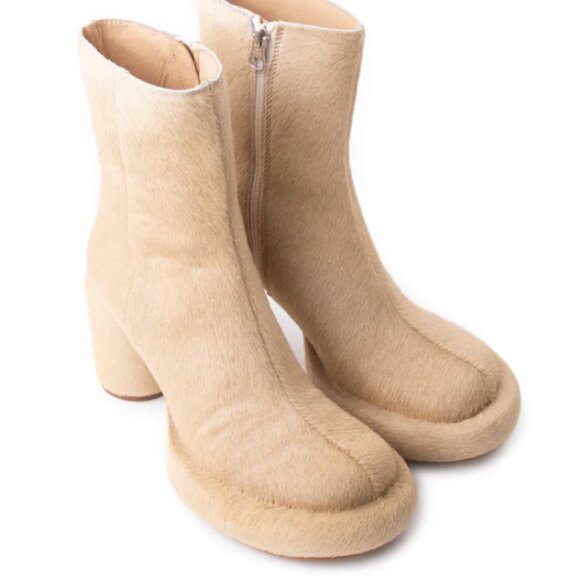L' Intervalle Weston Cowskin Light Beige Chunky Round Toe Unique Boots 40 - Picture 1 of 10